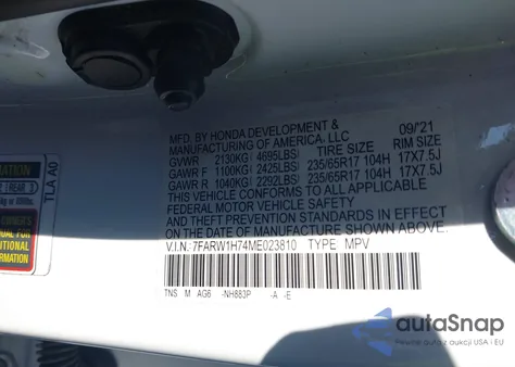 2021 Honda Cr-V 2Wd Special Edition z USA, uszkodzony, nr VIN 7FARW1H74ME023810